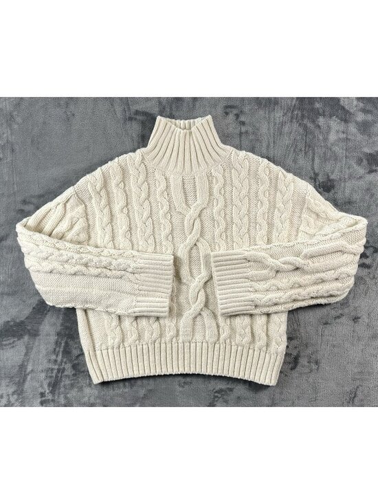H&M Sweaters - H&M Cable Knit Turtleneck Sweater Women’s Small Ivory Cottage Fisherman